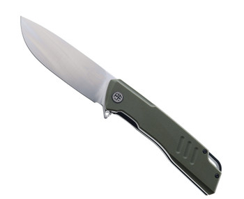 Petrified Fish Loco Flipper Pocket Knife Green G10 Handle D2 Plain Edge Satin Finish B02-GRS