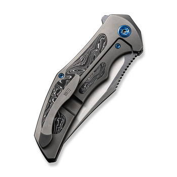 WE Magnetron Folding Knife Gray/Black/Blue Titanium/Aluminum Foil Carbon Fiber Handle 20CV Clip Point Plain Edge Hand Rubbed Satin Finish WE18058-1 WE Magnetron Folding Knife Gray/Black/Blue Titanium/Aluminum Foil Carbon Fiber Handle 20CV Clip Point Plain Edge Hand Rubbed Satin Finish WE18058-1