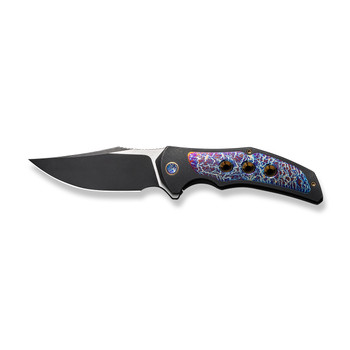 WE Magnetron Folding Knife Black/Flamed/Blue/Gold Titanium Handle 20CV Clip Point Plain Edge Black/Satin Finish WE18058-4