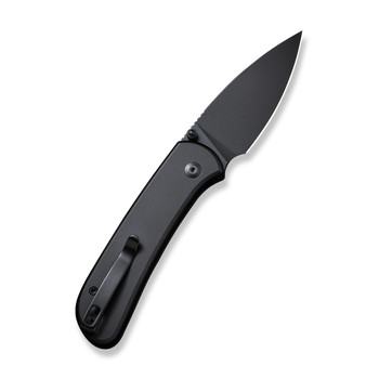 Civivi Qubit Button Lock Folding Knife Black Aluminum Handle 14C28N Drop Point Plain Edge Black Stonewash Finish C22030E-1