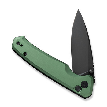 Civivi Altus Button Lock Folding Knife Green Aluminum Handle Nitro-V Drop Point Plain Edge Black Stonewash Finish C20076-5