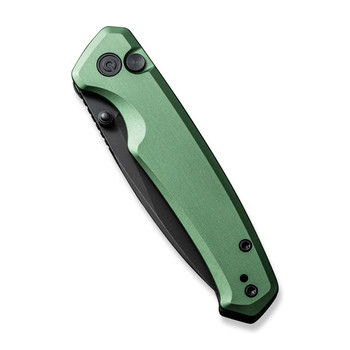 Civivi Altus Button Lock Folding Knife Green Aluminum Handle Nitro-V Drop Point Plain Edge Black Stonewash Finish C20076-5