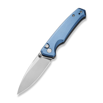 Civivi Altus Button Lock Folding Knife Blue Aluminum Handle Nitro-V Drop Point Plain Edge Stonewash Finish C20076-6