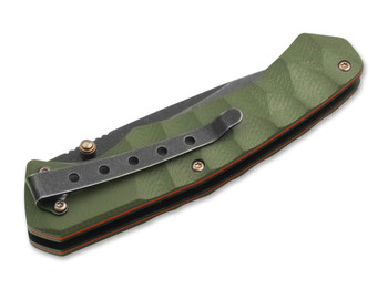 Boker Iguanodon Folding Knife Green G10 Handle 440A Plain Edge Dark Stonewash Finish 01SC072