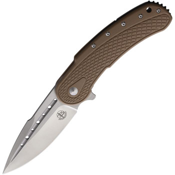 Begg Knives Bodega Folding Knife Tan G10 Handle Spear Point Plain Edge Satin Finish BG011