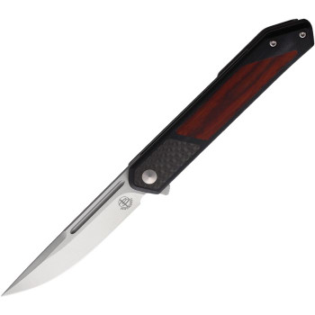 Begg Knives Kwaiken Folding Knife Black G10/Carbon Fiber Synthetic Wood Handle Plain Edge Satin Finish BG017