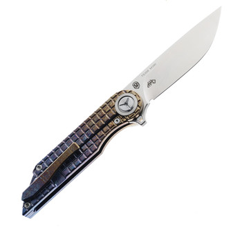 TwoSun Flipper Folding Knife Color Titanium Handle M390 Plain Edge TS308-Color