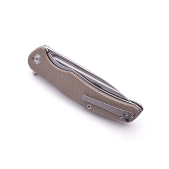 Miguron Velona Folding Knife Tan G10 Handle 14C28N Drop Point Plain Edge MGR-8003TN