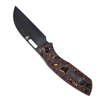 Discontinued Kansept Convict Folding Knife Copper Carbon Fiber Handle 20CV Plain Black Blade K1023A4