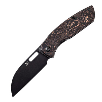 Discontinued Kansept Convict Folding Knife Copper Carbon Fiber Handle 20CV Plain Black Blade K1023A4