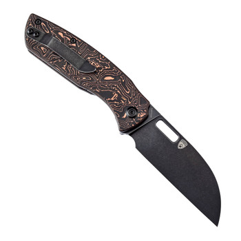 Discontinued Kansept Convict Folding Knife Copper Carbon Fiber Handle 20CV Plain Black Blade K1023A4