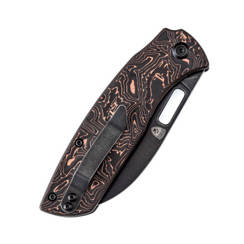 Discontinued Kansept Convict Folding Knife Copper Carbon Fiber Handle 20CV Plain Black Blade K1023A4