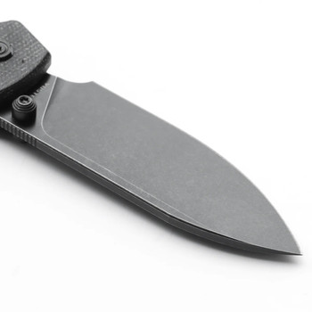 Vosteed Raccoon Crossbar Lock Folding Knife Black Micarta Handle 14C28N Black Stonewashed Blade RCCB32VPMH