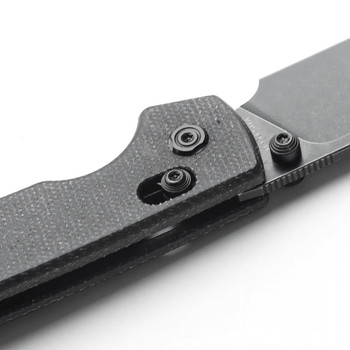 Vosteed Raccoon Crossbar Lock Folding Knife Black Micarta Handle 14C28N Black Stonewashed Blade RCCB32VPMH