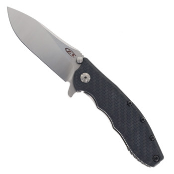 Zero Tolerance Slicer Folding Knife Black Carbon Fiber Handle CPM 20CV Plain Edge Stonewash Finish 0562CF