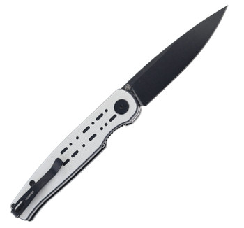 Petrified Fish Flipper Folding Knife White/Black G10 Handle 154CM Plain Edge Black Stonewash Finish FE07-WDW