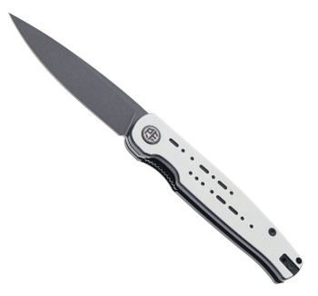 Petrified Fish Flipper Folding Knife White/Black G10 Handle 154CM Plain Edge Black Stonewash Finish FE07-WDW