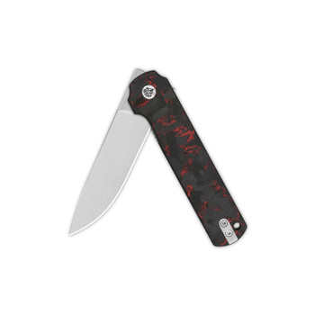 QSP Lark Folding Knife Red Shredded CF/Overlay G10 Handle 14C28N Plain QS144-D