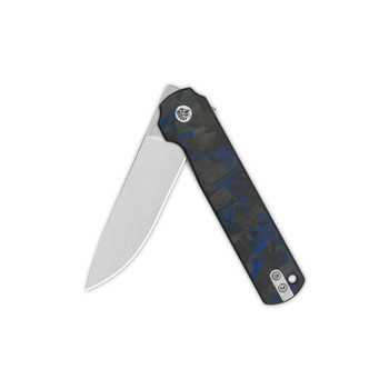 QSP Lark Folding Knife Blue Shredded CF/Overlay G10 Handle 14C28N Plain QS144-E