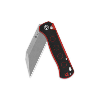 QSP Swordfish Folding Knife Black/Red G10 Handle 14C28N Plain Edge Stonewash Finish QS149-A1