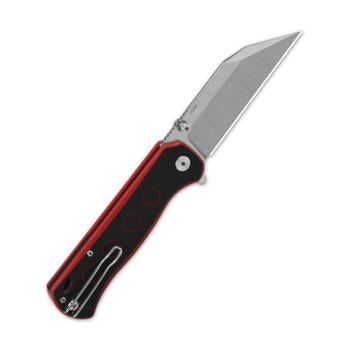 QSP Swordfish Folding Knife Black/Red G10 Handle 14C28N Plain Edge Stonewash Finish QS149-A1