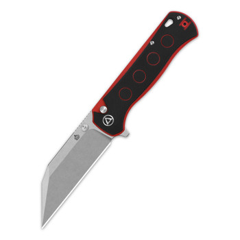 QSP Swordfish Folding Knife Black/Red G10 Handle 14C28N Plain Edge Stonewash Finish QS149-A1