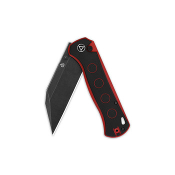 QSP Swordfish Folding Knife Black/Red G10 Handle 14C28N Plain Edge Black Stonewash Finish QS149-A2