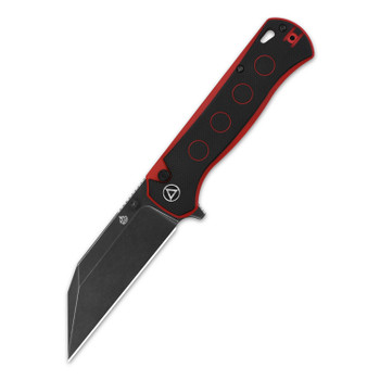 QSP Swordfish Folding Knife Black/Red G10 Handle 14C28N Plain Edge Black Stonewash Finish QS149-A2