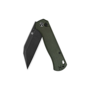 QSP Swordfish Folding Knife Green Micarta Handle 14C28N Plain Edge Black Stonewash Finish QS149-B2