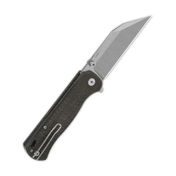 QSP Swordfish Folding Knife Dark Brown Micarta Handle 14C28N Plain Edge Stonewash Finish QS149-C1