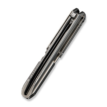 WE Diatomic Folding Knife Bead Blast Titanium Handle 20CV Dagger Plain Edge Bead Blast Finish WE22032-2