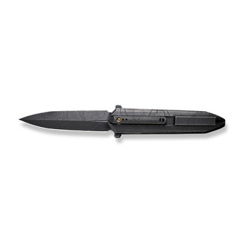 WE Diatomic Folding Knife Etched Black Titanium Handle 20CV Dagger Plain Edge Etched Black Stonewash Finish WE22032-4 WE Diatomic Folding Knife Etched Black Titanium Handle 20CV Dagger Plain Edge Etched Black Stonewash Finish WE22032-4