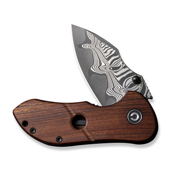Civivi Gordo Folding Knife Guibourtia Wood Handle Damascus Drop Point Plain Edge C22018C-DS1 Civivi Gordo Folding Knife Guibourtia Wood Handle Damascus Drop Point Plain Edge C22018C-DS1