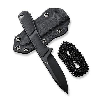 Civivi Mini Elementum Fixed Blade Knife Black G10 Handle Nitro-V Drop Point Plain Black Blade C23010-1