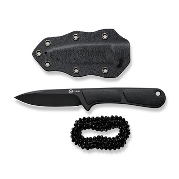 Civivi Mini Elementum Fixed Blade Knife Black G10 Handle Nitro-V Drop Point Plain Black Blade C23010-1