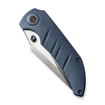 WE Riff-Raff Folding Knife Blue Titanium Handle 20CV Clip Point Plain Edge Hand Rubbed Satin Finish WE22020B-2