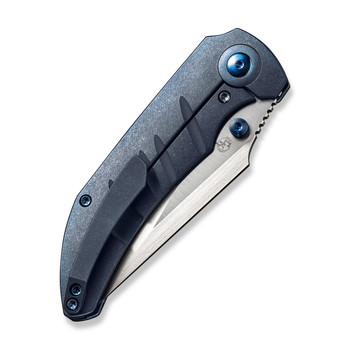 WE Riff-Raff Folding Knife Blue Titanium Handle 20CV Clip Point Plain Edge Hand Rubbed Satin Finish WE22020B-2