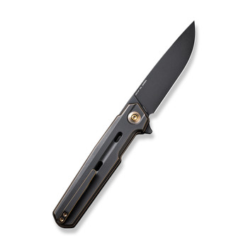 WE Navo Folding Knife Bronze/Black Titanium Handle 20CV Drop Point Plain Edge Black Stonewash Finish WE22026-3