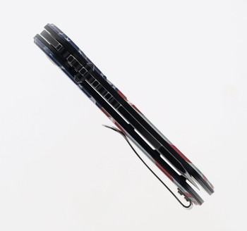 Kansept XL Korvid Folding Knife Black G10/American Flag Handle 154CM Plain Edge Black Stonewash Finish T1030B1