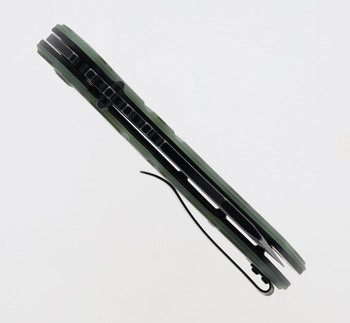 Kansept XL Korvid Folding Knife Jade/Camo G10 Handle 154CM Plain Edge Black Stonewash Finish T1030B2