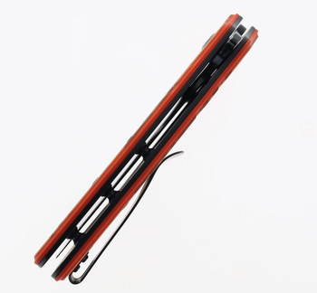 Kansept XL Korvid Folding Knife Orange/Camo G10 Handle 154CM Plain Edge Black Stonewash Finish T1030B3