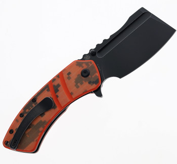 Kansept XL Korvid Folding Knife Orange/Camo G10 Handle 154CM Plain Edge Black Stonewash Finish T1030B3