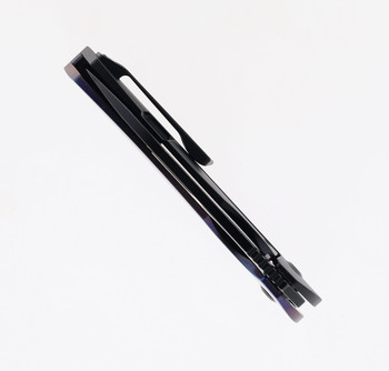 Kansept Model 6 Folding Knife Timascus/Black Titanium Handle S35VN Plain Edge Black Stonewash Finish K1022B4