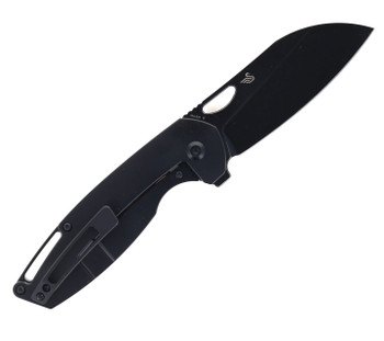 Kansept Model 6 Folding Knife Timascus/Black Titanium Handle S35VN Plain Edge Black Stonewash Finish K1022B4