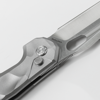 WMK Exclusive Vosteed Thunderbird Button Lock Flipper Pocket Knife Sculpted Gray Aluminum Handle Satin 154CM TB34VTA2H WMK Exclusive Vosteed Thunderbird Button Lock Flipper Pocket Knife Sculpted Gray Aluminum Handle Satin 154CM TB34VTA2H