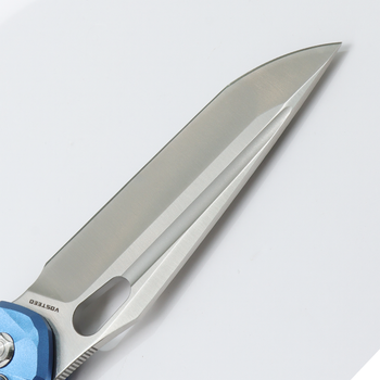WMK Exclusive Vosteed Thunderbird Button Lock Flipper Pocket Knife Sculpted Blue Aluminum Handle Satin 154CM TB34VTA2L WMK Exclusive Vosteed Thunderbird Button Lock Flipper Pocket Knife Sculpted Blue Aluminum Handle Satin 154CM TB34VTA2L