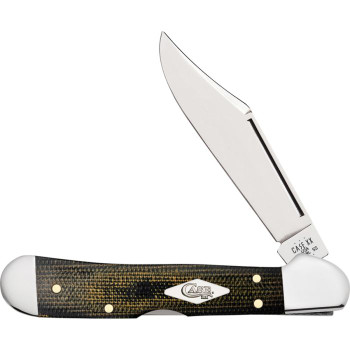 Case Cutlery Copperlock Folding Knife Black/Green Micarta Handle Clip Point Plain Edge 23475