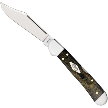 Case Cutlery Copperlock Folding Knife Black/Green Micarta Handle Clip Point Plain Edge 23475