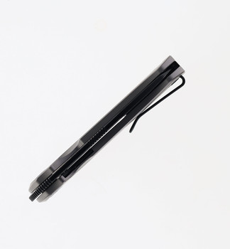 Divo Buzz Reverse Tux Folding Knife Bead Blast Titanium Handle 20CV Plain Edge Blackwash Finish