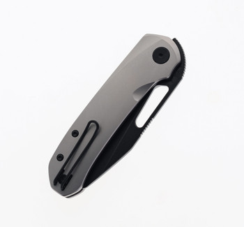 Divo Buzz Reverse Tux Folding Knife Bead Blast Titanium Handle 20CV Plain Edge Blackwash Finish